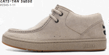 a pair of cats tan suede shoes with a rubber sole
