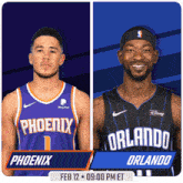 a poster for a basketball game between the phoenix and orlando