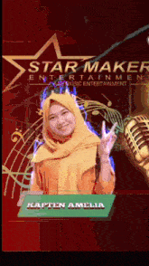 a poster for star maker entertainment shows a woman in a hijab