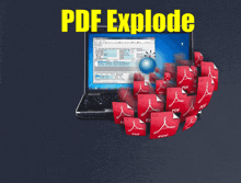 a laptop with a bunch of adobe pdf icons coming out of it