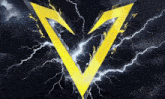 a yellow triangle is surrounded by lightning bolts
