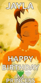 a princess from the princess and the frog is wearing a tiara and gloves and says `` happy birthday princess '' .
