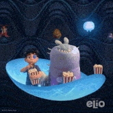 a poster for the movie elio shows a boy and a monster