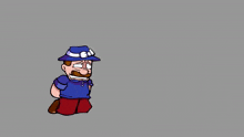 a cartoon of a man with a hat and a mustache