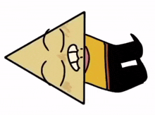 a cartoon drawing of a triangle with a face and a smiley face .