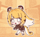 a cartoon drawing of a girl in a tiger outfit