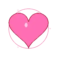 a pink heart with a pink circle around it on a white background