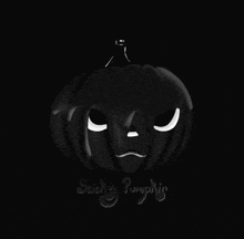 a drawing of a black pumpkin with the words sticky pumpkins written below it