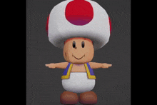 a 3d model of a toad with a red white and purple hat