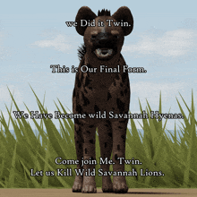a picture of a hyena with the words we did it twin on it