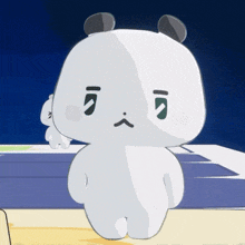 a cartoon drawing of a panda bear making a sad face