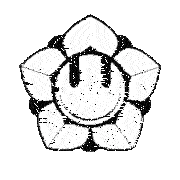 a black and white drawing of a flower with a smiley face in the middle