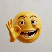 a yellow smiley face is giving an ok sign with his hand .