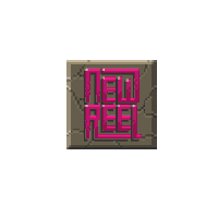 a pixel art drawing of a stone wall with the words ten reel written on it .