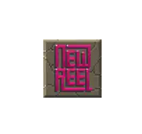 a pixel art drawing of a stone wall with the words ten reel written on it .