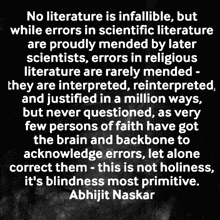 a quote by abhijit naskar is written in white on a black background