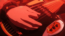 a person is playing an electric guitar with a schecter logo on the neck
