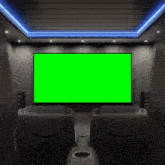 a movie theater with a green screen