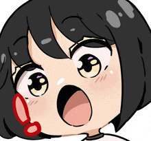 a cartoon drawing of a girl with a surprised expression