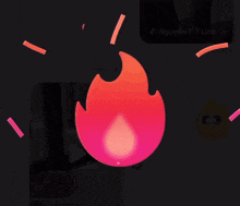 a pink flame with the number 100 on it