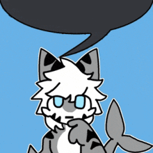 a cartoon cat with a speech bubble above its head