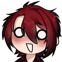 a cartoon drawing of a person with red hair making a funny face