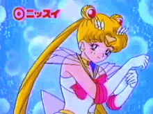 a cartoon drawing of a girl with the word o on the top