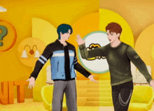 a couple of anime characters standing next to each other