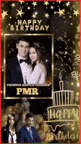 a picture of a man and a woman with the words happy birthday pmr