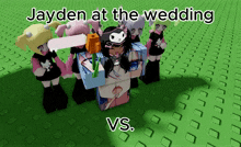 a cartoon of jayden at the wedding vs.