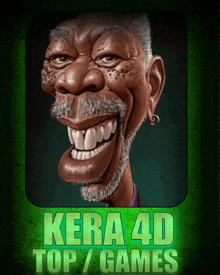 a cartoon of a man with the words kera 4d top 7 games below him