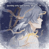 a sunday only luvs sunny sign with a drawing of a person