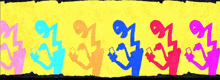 a yellow background with silhouettes of people and the number 1