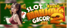 a poster for slot mahjong gacor 2 shows a woman holding a card