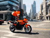 a cartoon of a fox riding an orange motorcycle with pixverse ai written on the bottom