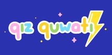 a blue background with a lightning bolt and the words qwqwati