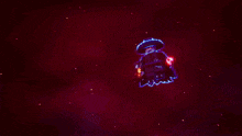 a cartoon character with an angry face is surrounded by glowing lights