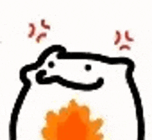 a black and white drawing of a polar bear with a fire in the background .