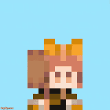 a pixel art of a girl wearing a yellow and black plaid shirt