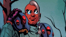a cartoon of a man wearing glasses and a mask .