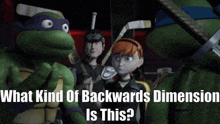 a group of teenage mutant ninja turtles standing next to each other