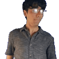 a pixelated image of a man wearing glasses