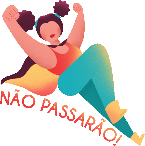 Girl Wearing A Cape Says Shall Not Pass In Portuguese Sticker - Proudly Me Nao Passarao They Will Not Pass Stickers
