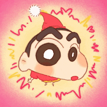 a drawing of a cartoon character with a santa hat on