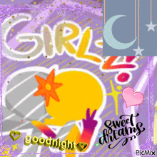 a picture of a girl with the words girl sweet dreams