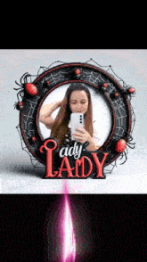 a lady taking a selfie in a picture frame