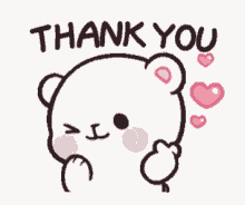 thank you love bear wink hearts