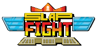 a logo for the game slap fight with a crown on top