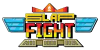 a logo for the game slap fight with a crown on top