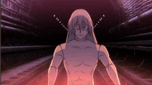 a drawing of a naked man in a dark tunnel